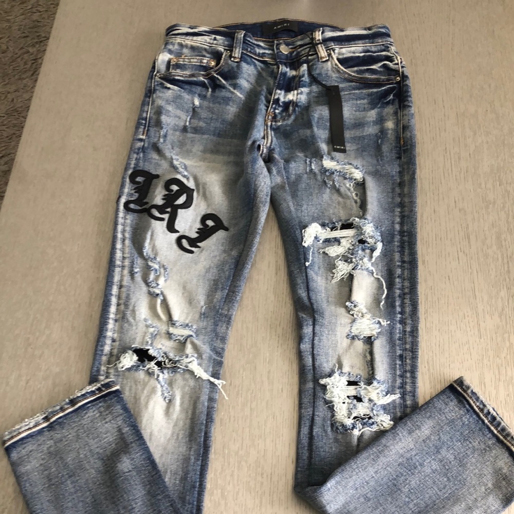 AMIRI Distressed Blue skinny Jeans Size 30 - Picture 3 of 16